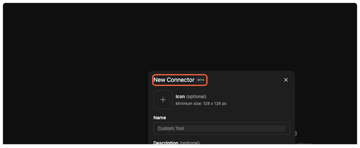 Click on New Connector option for YouTube Transcript MCP